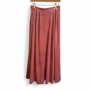 CHIC VERSE Bubblegum Pink Velvet A-Line Maxi Skirt Sz L NEW
